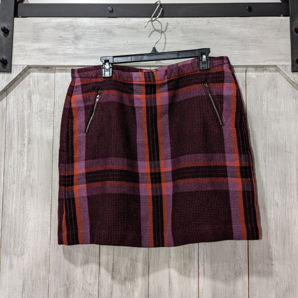 STYLUS Plaid Burgundy Purple Skirt